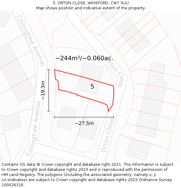 5, ORTON CLOSE, WINSFORD, CW7 3UU: Plot and title map