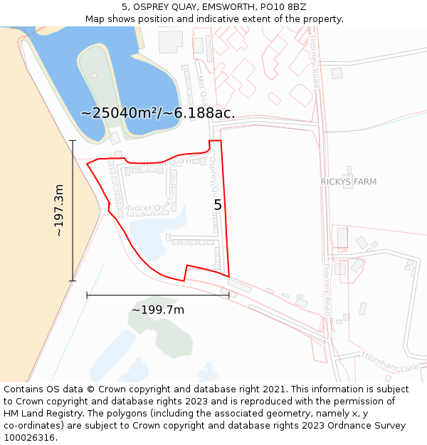 5, OSPREY QUAY, EMSWORTH, PO10 8BZ: Plot and title map