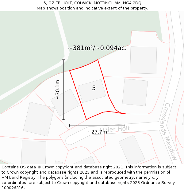 5, OZIER HOLT, COLWICK, NOTTINGHAM, NG4 2DQ: Plot and title map