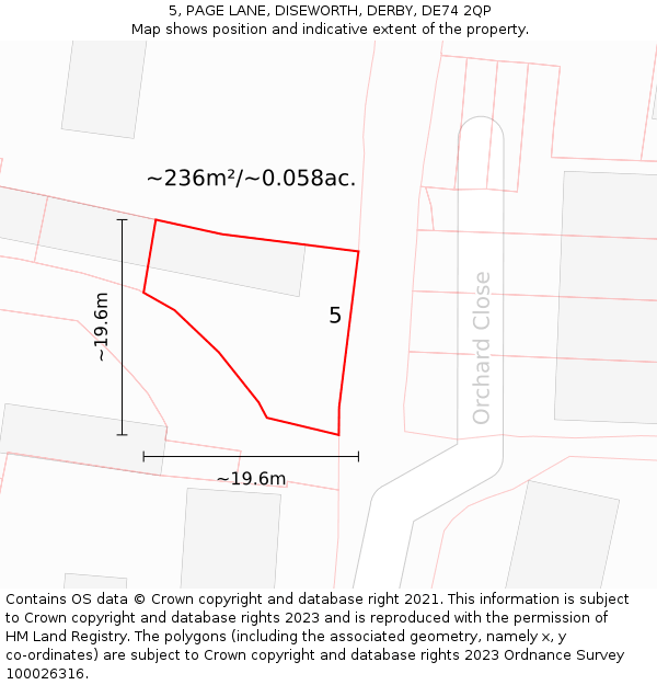 5, PAGE LANE, DISEWORTH, DERBY, DE74 2QP: Plot and title map