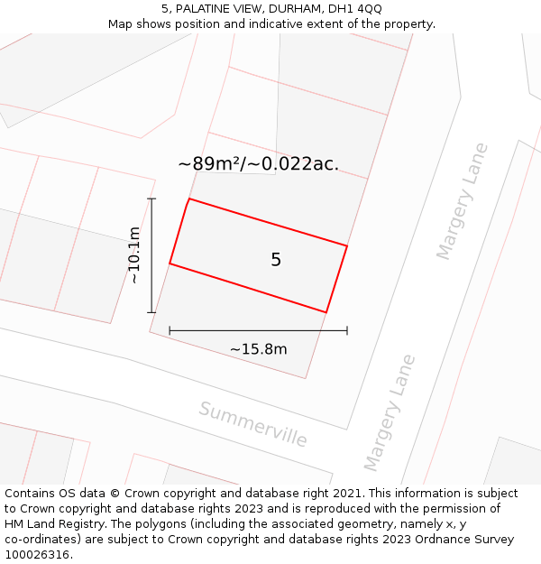 5, PALATINE VIEW, DURHAM, DH1 4QQ: Plot and title map