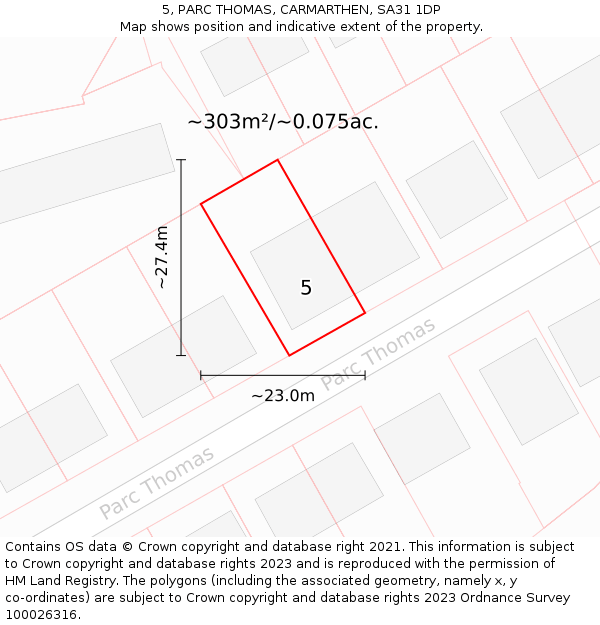 5, PARC THOMAS, CARMARTHEN, SA31 1DP: Plot and title map