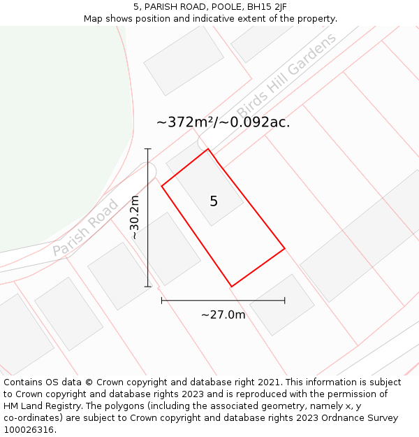 5, PARISH ROAD, POOLE, BH15 2JF: Plot and title map