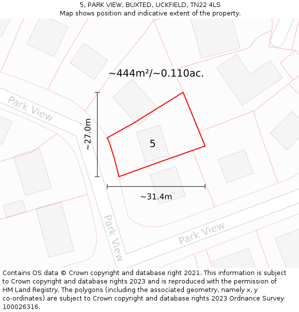 5, PARK VIEW, BUXTED, UCKFIELD, TN22 4LS: Plot and title map