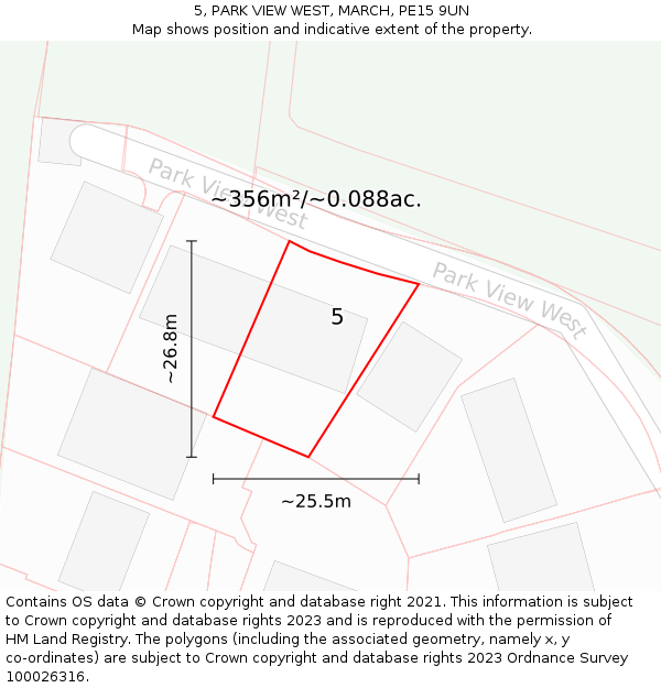 5, PARK VIEW WEST, MARCH, PE15 9UN: Plot and title map