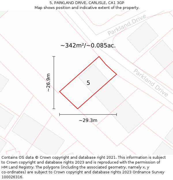 5, PARKLAND DRIVE, CARLISLE, CA1 3GP: Plot and title map