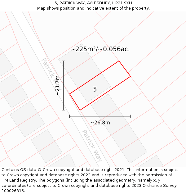 5, PATRICK WAY, AYLESBURY, HP21 9XH: Plot and title map