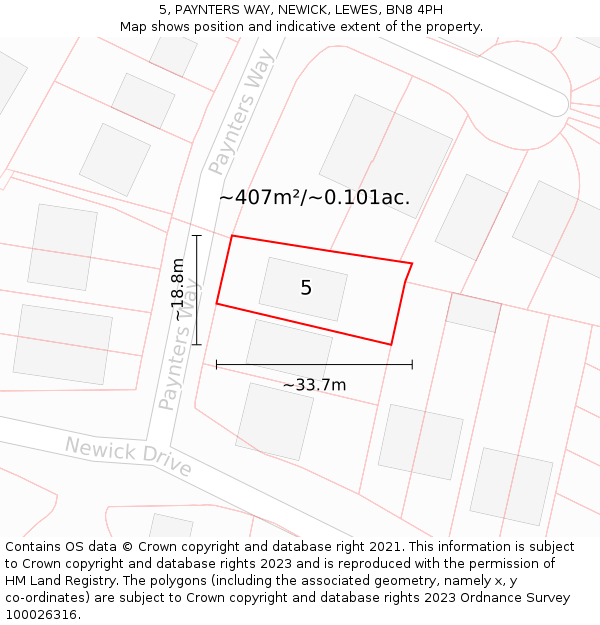 5, PAYNTERS WAY, NEWICK, LEWES, BN8 4PH: Plot and title map