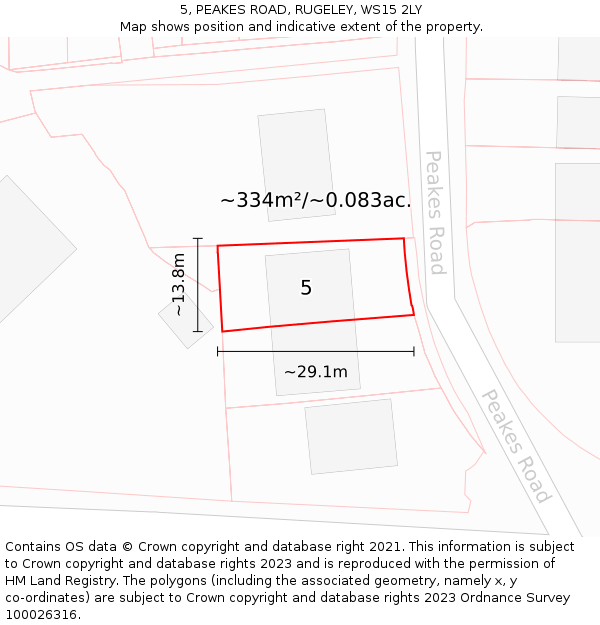 5, PEAKES ROAD, RUGELEY, WS15 2LY: Plot and title map