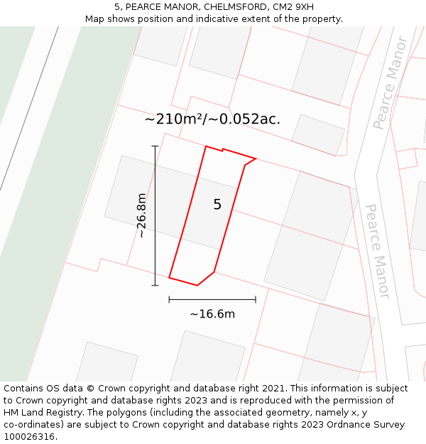 5, PEARCE MANOR, CHELMSFORD, CM2 9XH: Plot and title map