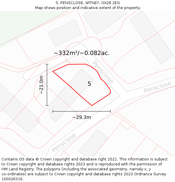 5, PENSCLOSE, WITNEY, OX28 2EG: Plot and title map