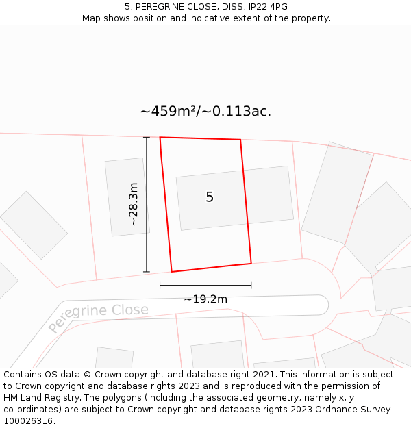 5, PEREGRINE CLOSE, DISS, IP22 4PG: Plot and title map