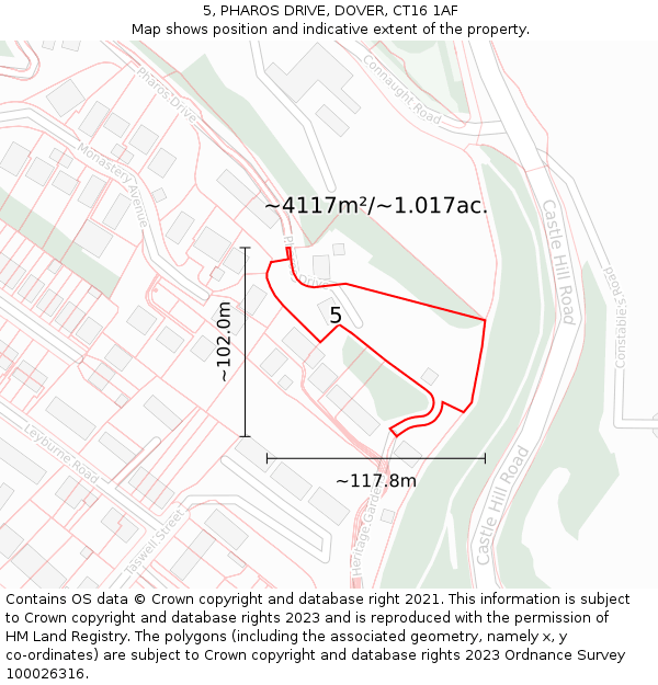 5, PHAROS DRIVE, DOVER, CT16 1AF: Plot and title map