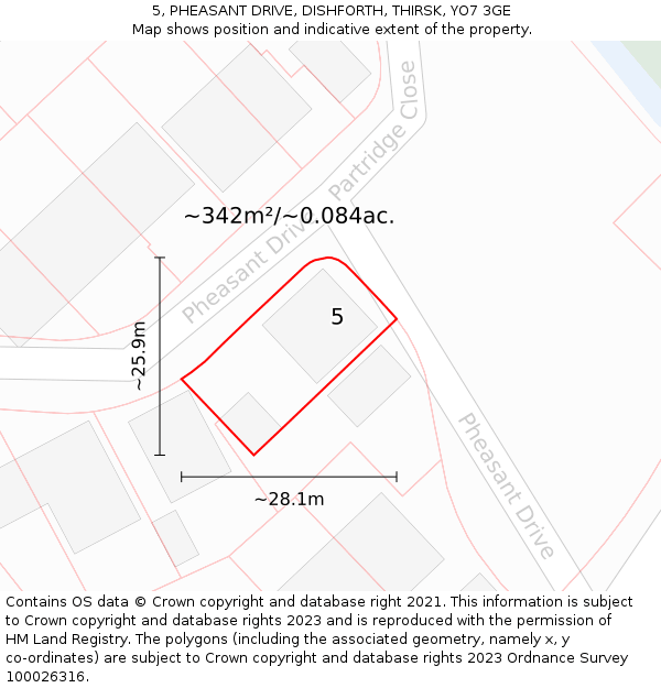 5, PHEASANT DRIVE, DISHFORTH, THIRSK, YO7 3GE: Plot and title map