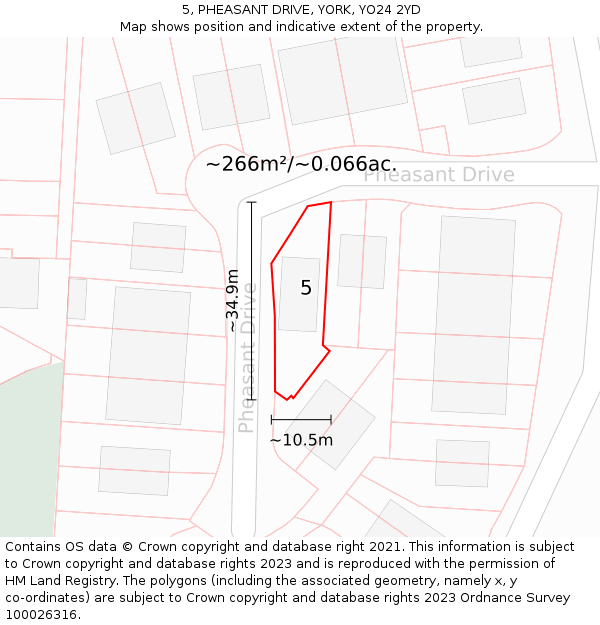 5, PHEASANT DRIVE, YORK, YO24 2YD: Plot and title map