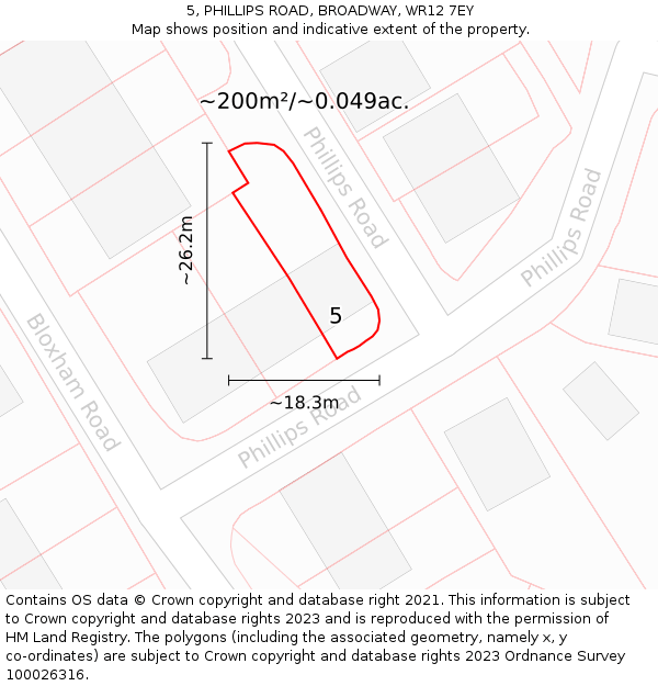 5, PHILLIPS ROAD, BROADWAY, WR12 7EY: Plot and title map