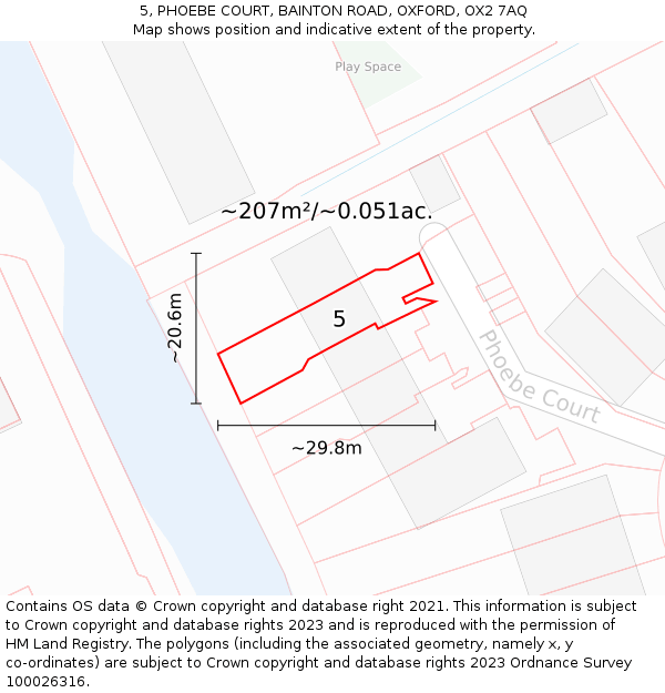 5, PHOEBE COURT, BAINTON ROAD, OXFORD, OX2 7AQ: Plot and title map