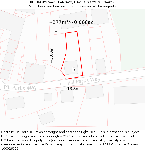 5, PILL PARKS WAY, LLANGWM, HAVERFORDWEST, SA62 4HT: Plot and title map