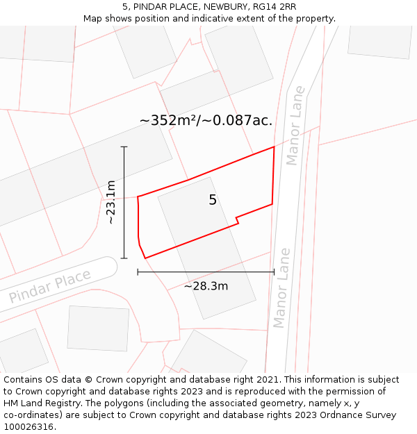 5, PINDAR PLACE, NEWBURY, RG14 2RR: Plot and title map