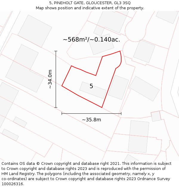 5, PINEHOLT GATE, GLOUCESTER, GL3 3SQ: Plot and title map