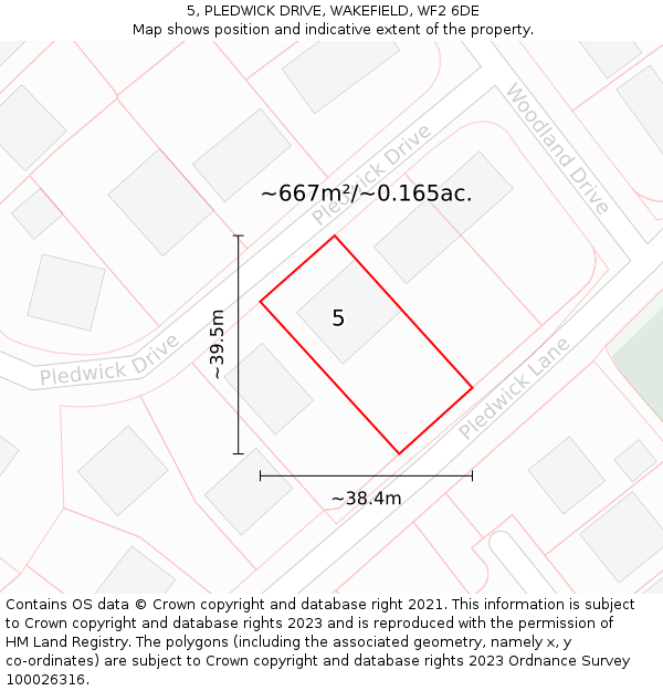 5, PLEDWICK DRIVE, WAKEFIELD, WF2 6DE: Plot and title map