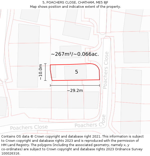 5, POACHERS CLOSE, CHATHAM, ME5 8JF: Plot and title map