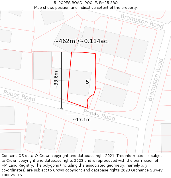 5, POPES ROAD, POOLE, BH15 3RQ: Plot and title map