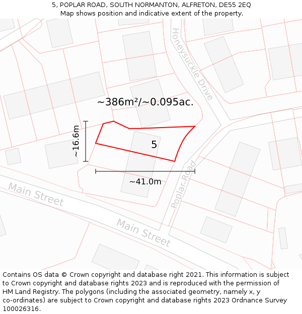 5, POPLAR ROAD, SOUTH NORMANTON, ALFRETON, DE55 2EQ: Plot and title map