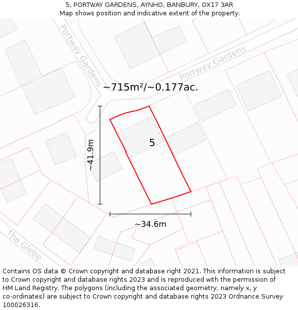 5, PORTWAY GARDENS, AYNHO, BANBURY, OX17 3AR: Plot and title map