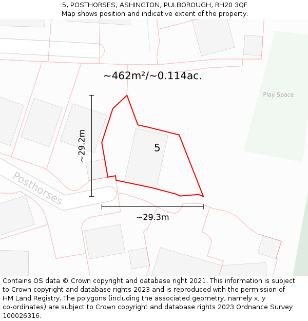 5, POSTHORSES, ASHINGTON, PULBOROUGH, RH20 3QF: Plot and title map