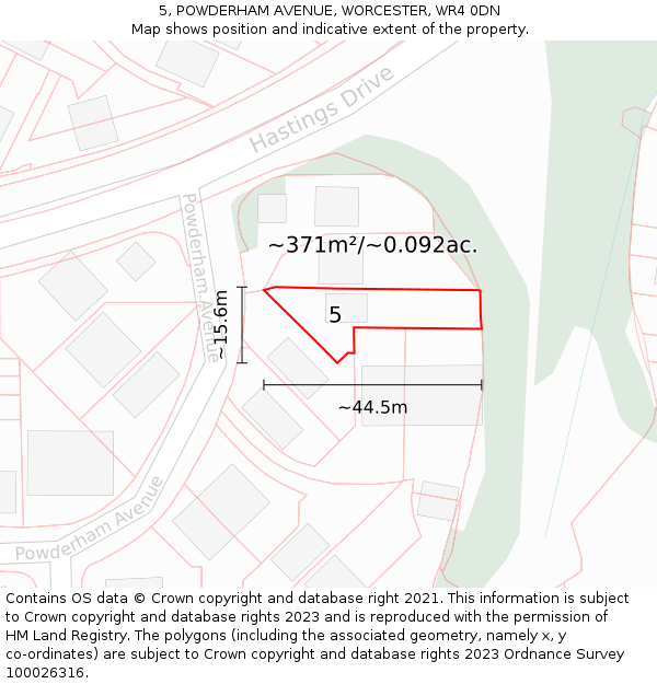 5, POWDERHAM AVENUE, WORCESTER, WR4 0DN: Plot and title map