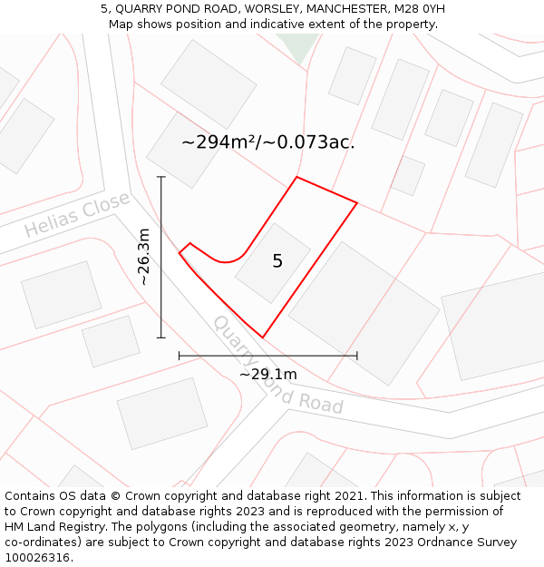 5, QUARRY POND ROAD, WORSLEY, MANCHESTER, M28 0YH: Plot and title map