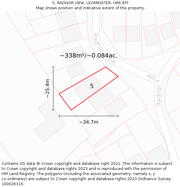 5, RADNOR VIEW, LEOMINSTER, HR6 8TF: Plot and title map