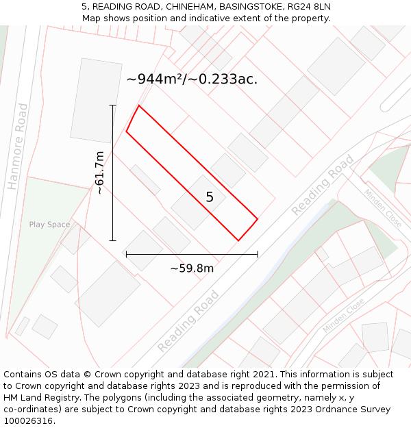 5, READING ROAD, CHINEHAM, BASINGSTOKE, RG24 8LN: Plot and title map