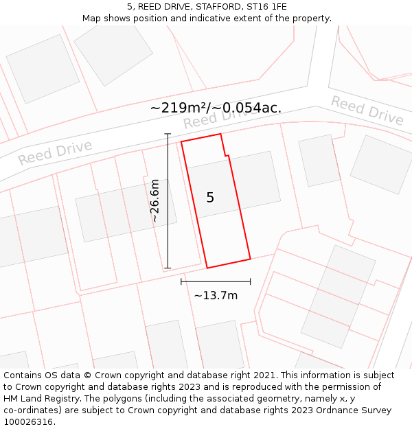 5, REED DRIVE, STAFFORD, ST16 1FE: Plot and title map