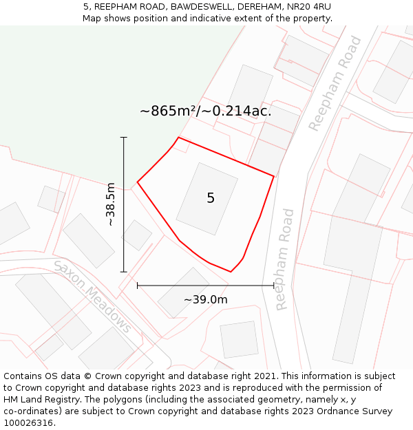 5, REEPHAM ROAD, BAWDESWELL, DEREHAM, NR20 4RU: Plot and title map