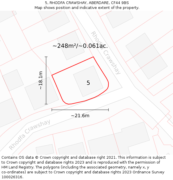 5, RHODFA CRAWSHAY, ABERDARE, CF44 9BS: Plot and title map