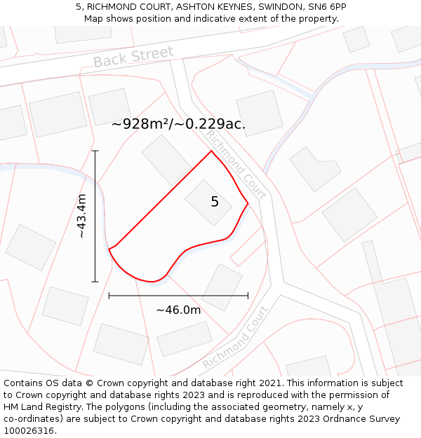 5, RICHMOND COURT, ASHTON KEYNES, SWINDON, SN6 6PP: Plot and title map