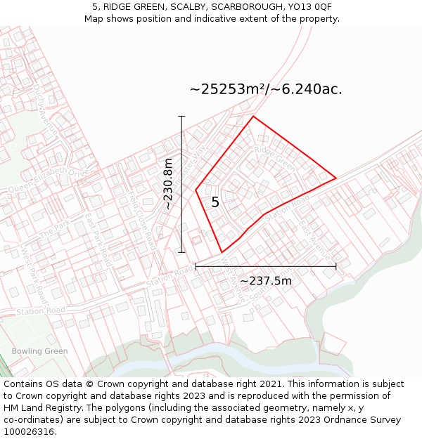 5, RIDGE GREEN, SCALBY, SCARBOROUGH, YO13 0QF: Plot and title map