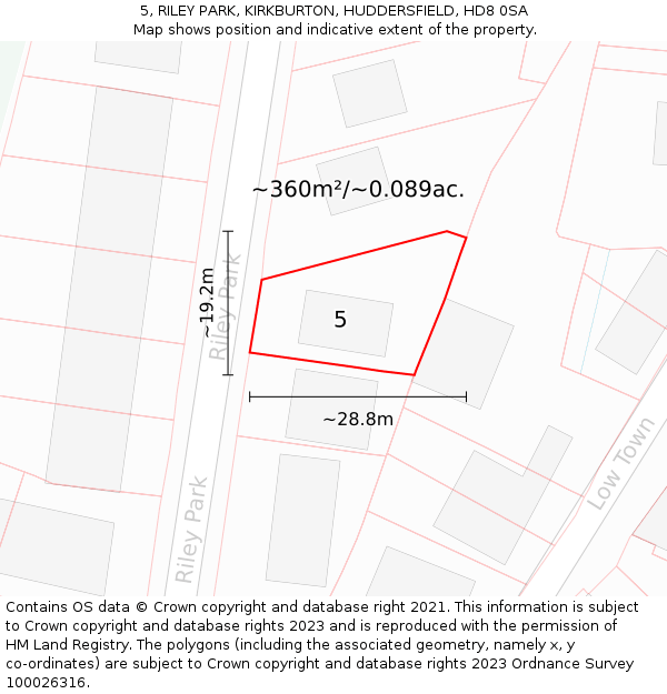 5, RILEY PARK, KIRKBURTON, HUDDERSFIELD, HD8 0SA: Plot and title map