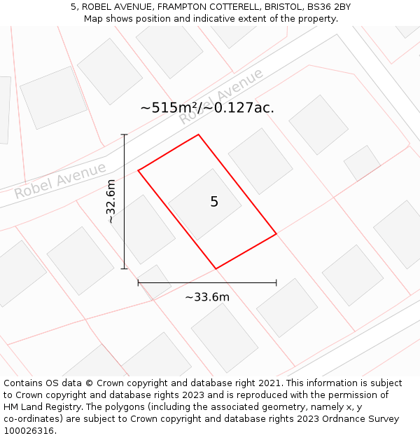 5, ROBEL AVENUE, FRAMPTON COTTERELL, BRISTOL, BS36 2BY: Plot and title map