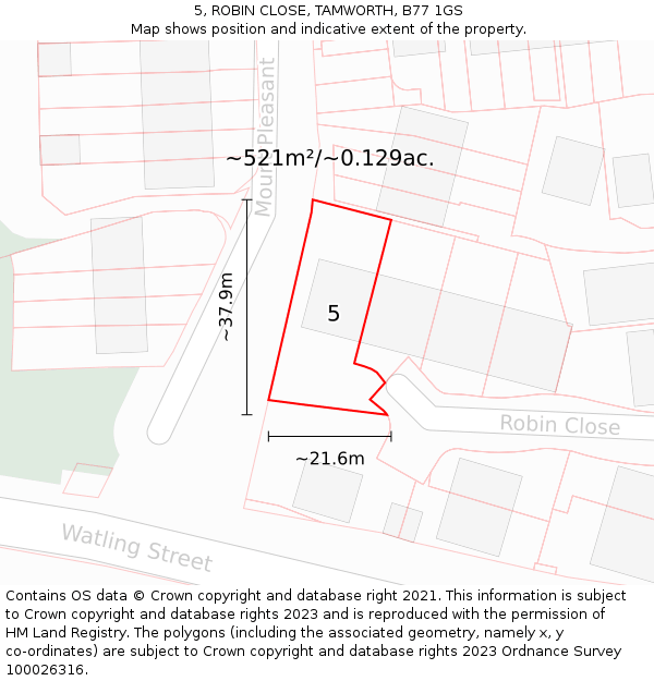 5, ROBIN CLOSE, TAMWORTH, B77 1GS: Plot and title map