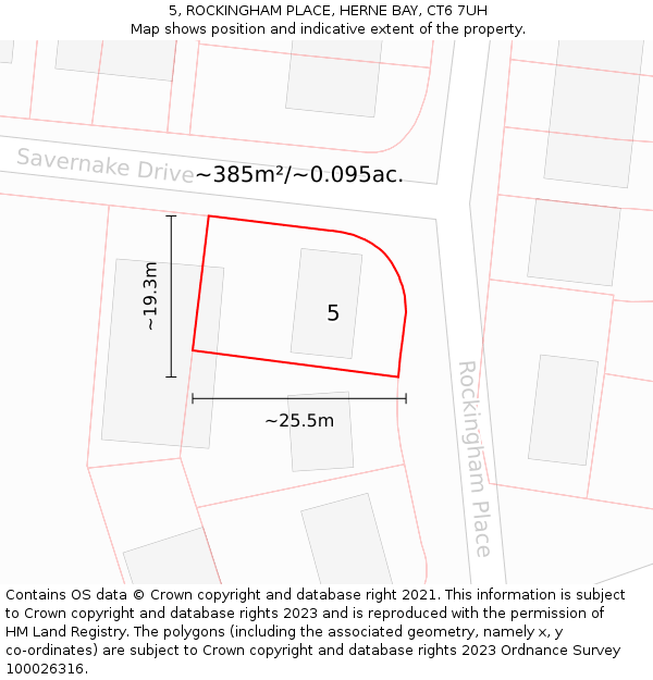 5, ROCKINGHAM PLACE, HERNE BAY, CT6 7UH: Plot and title map