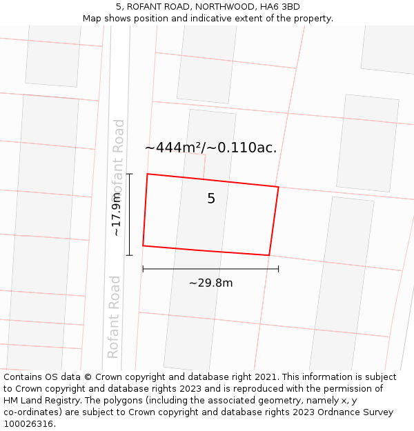 5, ROFANT ROAD, NORTHWOOD, HA6 3BD: Plot and title map