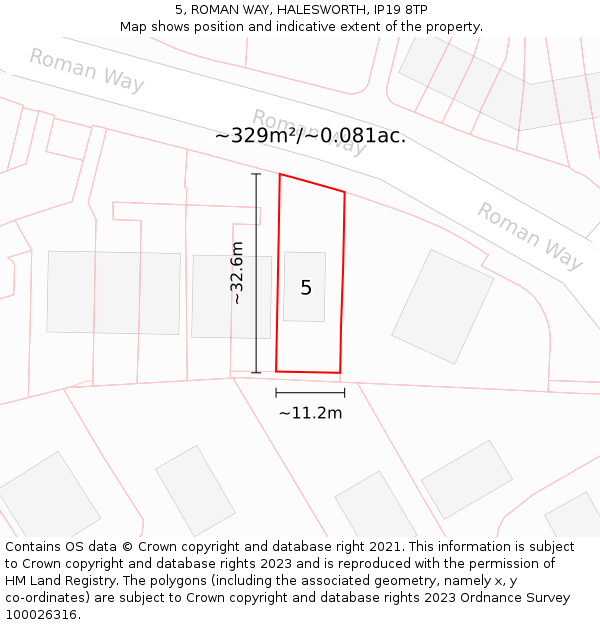 5, ROMAN WAY, HALESWORTH, IP19 8TP: Plot and title map