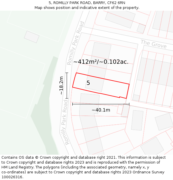 5, ROMILLY PARK ROAD, BARRY, CF62 6RN: Plot and title map