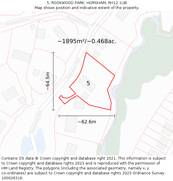 5, ROOKWOOD PARK, HORSHAM, RH12 1UB: Plot and title map