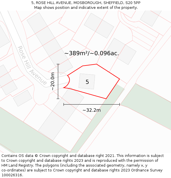 5, ROSE HILL AVENUE, MOSBOROUGH, SHEFFIELD, S20 5PP: Plot and title map