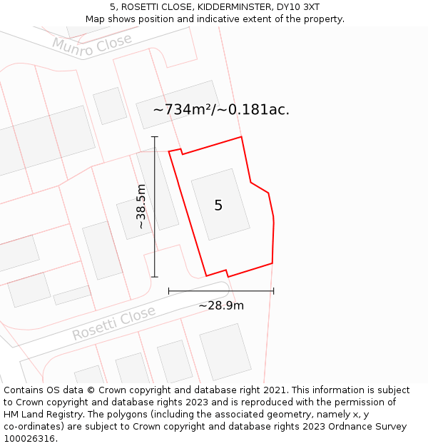 5, ROSETTI CLOSE, KIDDERMINSTER, DY10 3XT: Plot and title map