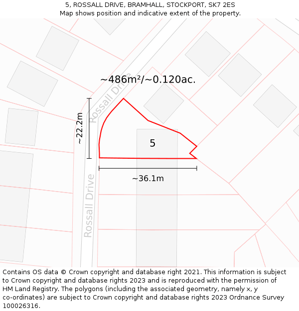 5, ROSSALL DRIVE, BRAMHALL, STOCKPORT, SK7 2ES: Plot and title map